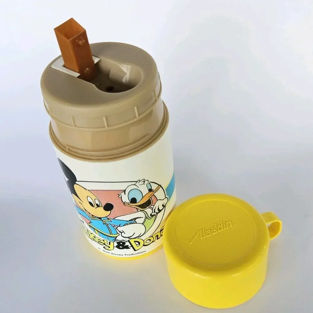 Vintage 80's Mickey and Donald Aladdin Thermos With Cup and Spout Walt Disney